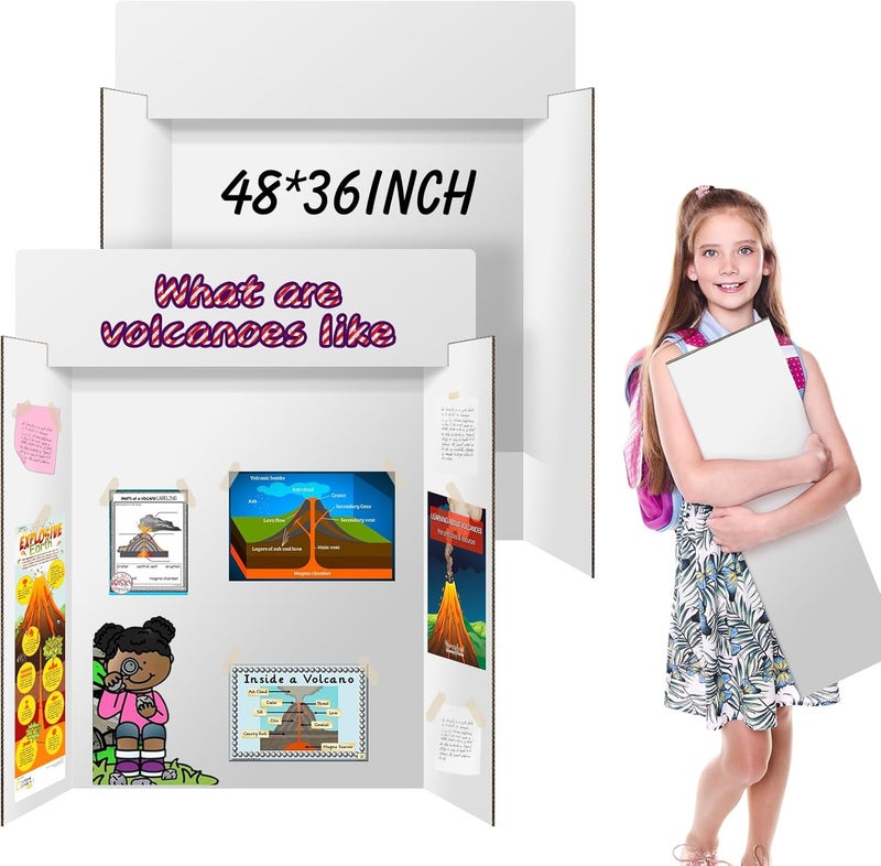 IKAYAS 2 Pack Trifold Poster Board 48" X 36", 36 X 48 inch Double Sided White Poster Boards with Board Headers, Science Fair Display Boards for Mounting, Art,Display, Projects Classroom Supplies - Image 1